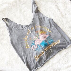 Vintage Y2K Billabong Gray Tank Top with Flamingo Print size small